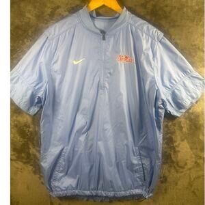 Nike Ole Miss Rebels Dri-Fit 1/4 zip pullover Windbreaker Jacket Mens XL LT Blue